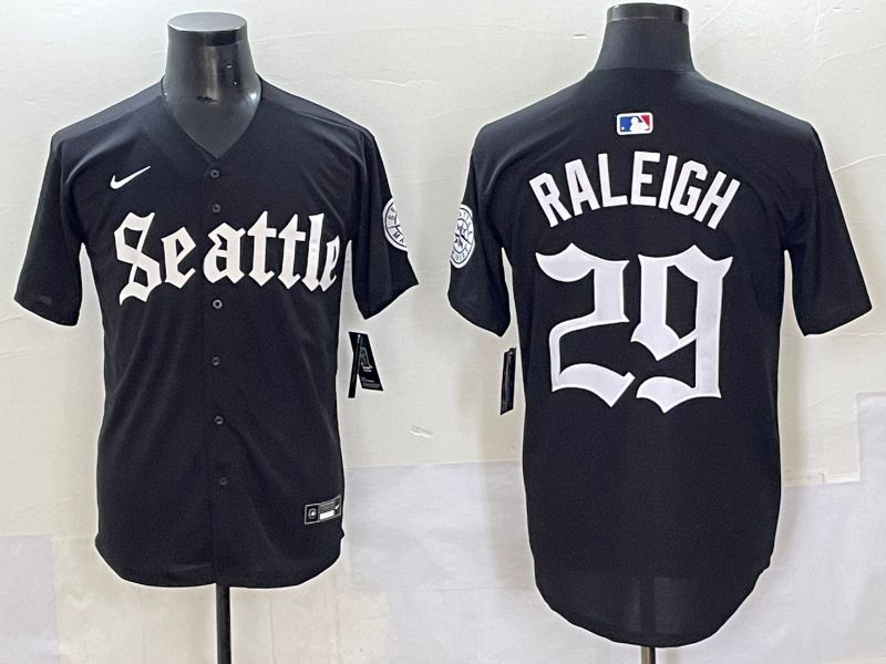 Men 2025 Seattle Mariners #29 Raleigh Black Five generations Joint Name Nike MLB Jersey style 6231